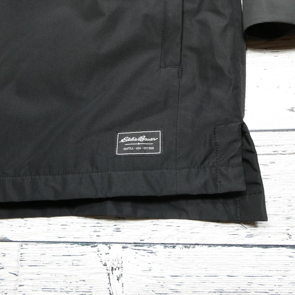 Eddie Bauer Jacket Womens Large Black Gray WeatherEdge Hooded Pullover Anorak - Picture 3 of 9
